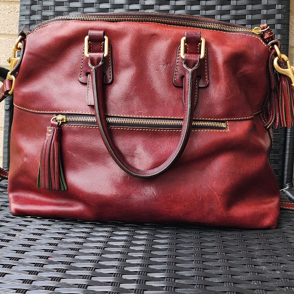 Dooney & Burke Florentine Clayton Burgundy Leather Handbag - Picture 5 of 16